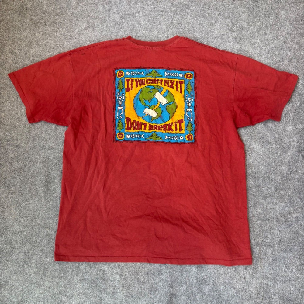 Vintage 1996 Earth Bound Anvil Red Graphic T-Shirt Mens 2XL Don't Break It USA
